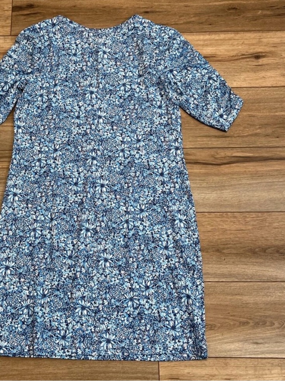 Lilly Pulitzer Belden Elbow Sleeve Dress SZ Large Cumulus Blue Blooming Together